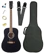 Barcelona Full Size Acoustic Guitar with Free Carrying Bag and Accessories - Black