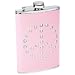 Maxam 8oz Stainless Steel Pink Leather Studded Peace Sign Liquor Flask