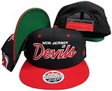 New Jersey Devils Script Black/Scarlet Two Tone Plastic Snapback Adjustable Plastic Snap Back Hat / Cap