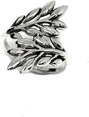 Olive Leaf Band Ring Silver 925 Sterling Silver Size 48-60 Includes Jewelry Gift Box (Silver, 58)