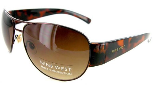 NEW Women's Nine West Aviator Sunglasses Brown Lenses