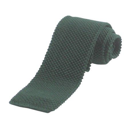 New Boys Solid Dark Green Cotton Knit Tie Necktie