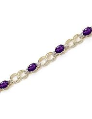 14kt Yellow Gold Oval Amethyst and Diamond Bracelet