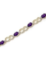 10kt Yellow Gold Oval Amethyst and Diamond Bracelet