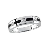 14K White Gold 0.15 ct. Diamond and Onyx Men's Ring
