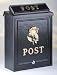 Cast Aluminium Black Post Box with Gold Rose