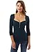 PattyBoutik Women's Square Neck Zip Front Empire Waist Blouse