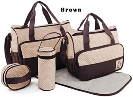 5pc/Set Baby Changing Diaper Nappy Mummy Mother Handbag multifunctional Bags Color Brown