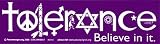 Tolerance Believe in it. Bumper Sticker