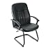 Boss Mid Back Leather Plus Chair W/Sled Base Black