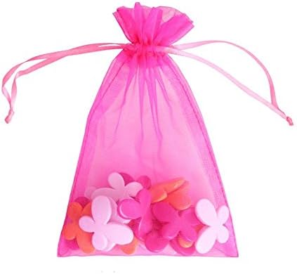 Vijara Drawstring Organza Pouch Strong Wedding Jewelry Party Favor Gift Candy Bag 100pcs Hot Pink (4x6"(10x15cm))