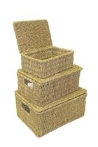 SEAGRASS STORAGE BASKET BOX WITH LID SET OF 3(new design)