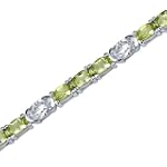 Magical Delight: 4.75 carats total weight Oval Shape Peridot & White CZ Gemstone Bracelet in Sterling Silver Free Shipping