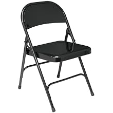 National Public Seating 50 Series All Steel Standard Folding Chair with Double Brace, 480 lbs Capacity, Black (Carton of 4)