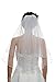 2T 2 Tier Rattail Edge Rhinestone Crystal Veil -White Shoulder Length 25