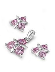 Sterling Silver Sets With Cubic Zirconia