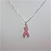Breast Cancer Awareness Pink Ribbon Enamel Charm Necklace