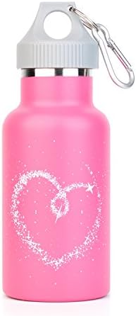 Love heart water bottles Stainless Steel Insulated Sports Water Bottle for kids sports boyfriend girlfriend lover Running Gym Yoga Outdoors and Camping 12 OZ pink