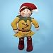 24 FABRIC ELF SHELF SITTER W/LONG LEGS, BROWN HAIR & PAINTED FACE.