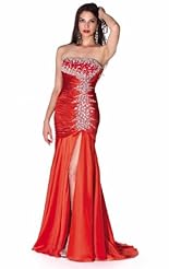 Mermaid Chiffon/Taffeta/Tulle Beaded Lace Crystal Applique Slit Crystals Homecoming Dress 