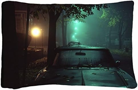 Queen Size Decorative PillowCase -Nature Night dark night cars mist urban city lights vehicles nostalgia dodge charger Nature Night