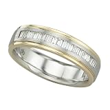 14K Two Tone Gold 1/3 ct. Baguette Cut Diamond Band