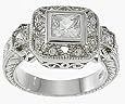 Cubic Zirconia CZ Antique Style Engagement Promise Ring Size