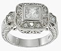 Cubic Zirconia CZ Antique Style Engagement Promise Ring