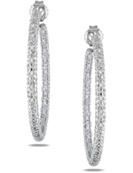 Sterling Silver, Diamond Hoop Earrings, (.25 cttw, GH Color, I2-I3 Clarity)