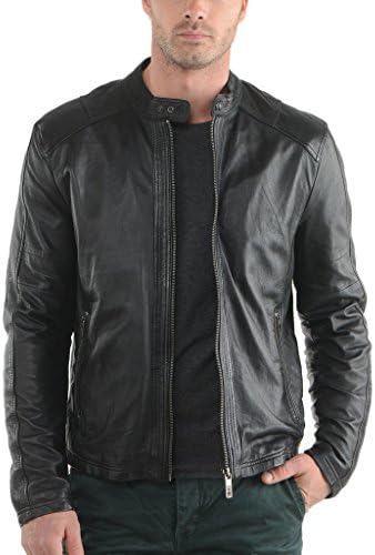 Softskin Leather Mens Genuine Lambskin Bomber Biker Leather Jacket