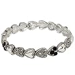 Silvertone Detailed Heart Stretch Bracelet Fashion Jewelry