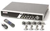 Q-See 4 Channel H.264 Pentaplex Network DVR with CIF Realtime Recording on Each Channel + 250 GB Hard Drive and 4 Color CCD Night Vision Camera Kits