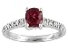 14K White Gold Red Spinel and Diamond Ring
