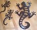 3 Gecko Geckos Lizard Lizards Southwestern Metal Wall Hanging Art Home Decor Indoor Outdoor Brown Garden Yard Southwest South West Western Kitchen Living Room Decorative