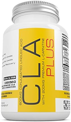 #1 CLA PLUS 1000MG, (CONJUGATED LINOLEIC ACID) Ultra Slim Weight Loss Supplement, Fat Burner, Promote Lean Body Definition, with L-Carnitine Pure Essential Amino Acids Supports Exercise Recovery, Boosts Cellular Energy, Helps Cognitive Response, ULTRA PREMIUM CLA 800MG, L-CARNITINE 200MG, 1000mg Daily, Manufactured in USA!