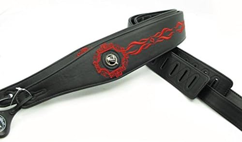 Top Quality Comfortable Black Color Embroidery Leather Guitar Straps Bass Straps