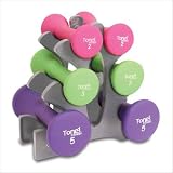 Tone Fitness SDNHS-TN020 20-Pound Hourglass Shaped Dumbbell Set with Rack