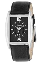 Fossil Men's Black Leather Strap Watch