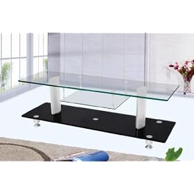 MEUBLE TV DESIGN VERRE NOIR ET TRANSPARENT SUPPORT ALU TIFFANY