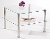 Design Couchtisch Zip Wohnzimmertisch 55 x 55 cm Glastisch mit Metall-Füße