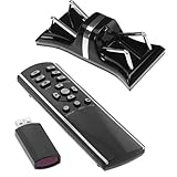 GTMax Black LED Dual Controller Cradle Charger + Black DVD Blu-ray Wireless Remote Control for Sony 