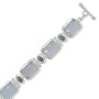 Sterling Silver 7 + 1.5 Inch Extension Chalcedony and Blue Topaz Toggle Bracelet