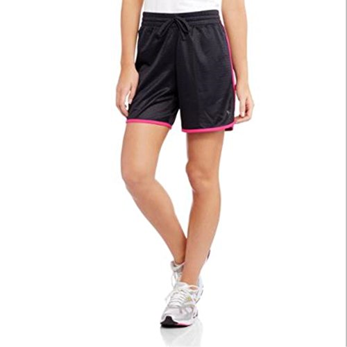 Danskin Now Womens Long Mesh Shorts (Small (4-6), Greystone Pink Blaze)