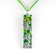Murano Glass Pendant Jewelry - Rectangle L Green/Silver