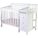 Dream On Me Jayden 4 in 1 Convertible Mini/Portable Crib with Changer, White