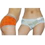 2 PACK: Womens Bailey's Point low rise brief panties. One blue and one orange. Very high quality underwears with elastic waistband and lined crocth. (Size: X-Small)