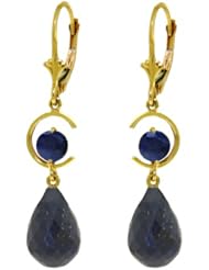 Duet Drop Earrings with Sapphire in 14k Yellow Gold