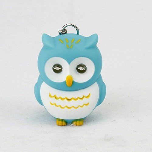 Sunki Owl LED Flashlight Cartoon Cute Light-up Hooting Keychain Night Light with Sound Effects Blue