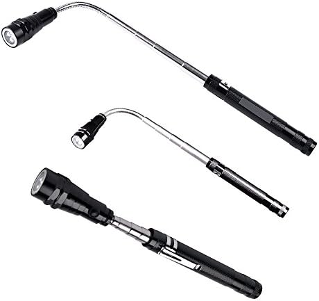 ENOD Portable 3 x LED Telescopic Flexible Extensible Led Flashlights Torch Magnetic Head Pick Up Tool Flash Light Lamp 4 x LR44 Batteries (Included)