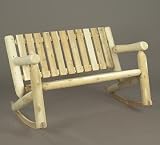 48" Natural Cedar Log-Style Outdoor Wooden Double Low-Back Rocking Chair